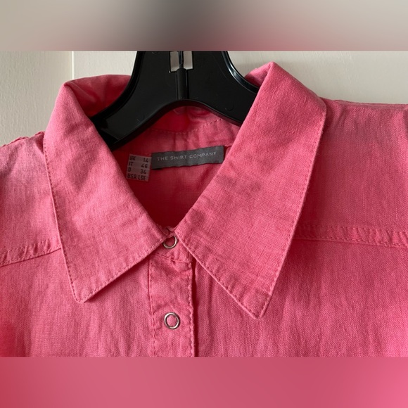 NWOT The Shirt Company 100% Linen Tie Front Top - Picture 4 of 4